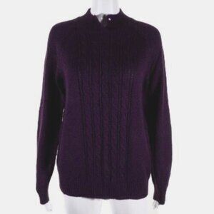 Carolyn Taylor Womens Cable Sweater Size XL Purple Pullover Long Sleeve 